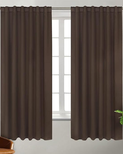 BGment Rod Pocket and Back Tab Blackout Curtains for Bedroom - Thermal Insulated Room Darkening Curtains for Living Room, 2 Window Curtain Panels (52 x 63 inch, Brown)