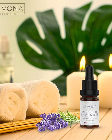 Levona Scents Pure Essential Oils for Diffusers for Home Luxury Scents - Restful Lavender Essential Oil is A Floral Blend of Eucalyptus, Bergamot, Lavender - Aroma Diffuser Oil