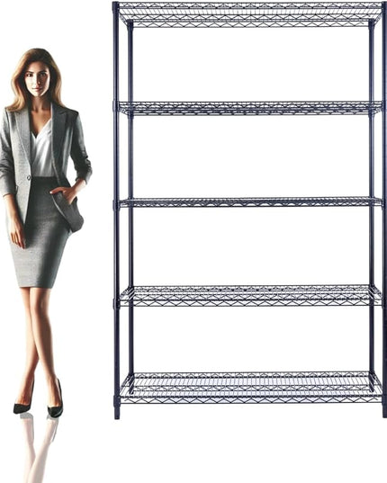 NSF Commercial 5-Tier Wire Shelving with Wheels, 48"x24"x72" Heavy Duty Metal Shelves 4000 lbs Max Capacity, Black Storage Rack for Garage Kitchen Pantry Warehouse