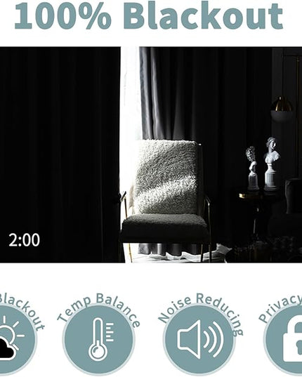 BGment 100% Blackout Curtains for Bedroom 84 Inch Length, Full Room Darkening Curtains for Living Room Rod Pocket with Thermal Insulated Liner, Each Window Curtains 2 Panels, 42 x 84 Inch, Aqua