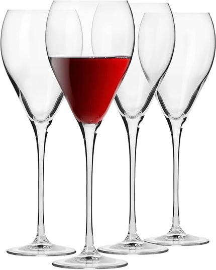 Krosno Red Wine Glasses, Set of 4, 16.2 oz, Perla Collection, Elegant Rounded Shape, Durable Crystalline Glass, Unique Design, Dishwasher Safe, Made in Europe