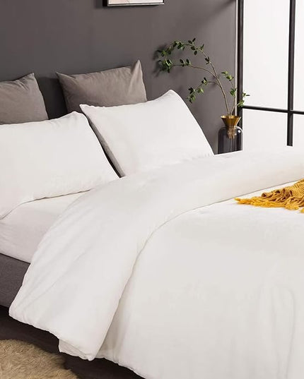 Houseri White Velvet California King Comforter Set Fluffy Solid Bedding Sets Flannel Cal Plain Sherpa Oversized Warm Fuzzy Puffy Size Cal King(96''*104''-Comforter)