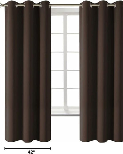 BGment Blackout Curtains for Living Room - Grommet Thermal Insulated Room Darkening Curtains for Bedroom, 2 Panels of 42 x 63 Inch, Brown