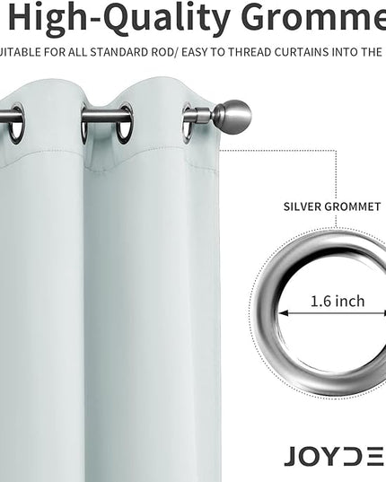 Joydeco White Curtains 95 Inches Long 2 Panels Set, Thermal Insulated Long Curtains& Drapes 2 Burg, Room Darkening Grommet Drapes for Living Room Bedroom Window (W52 x L95 Inch, Greyish White)