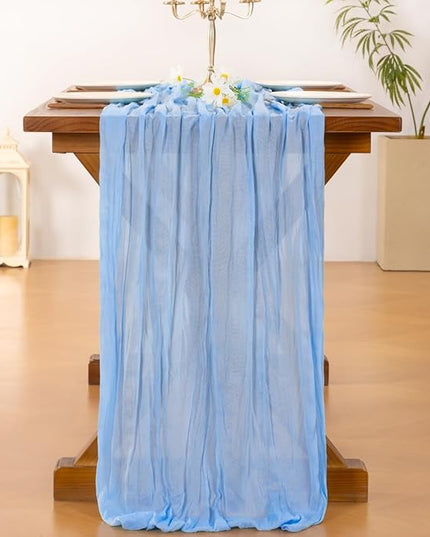 Socomi 6pcs Blue Christmas Cheesecloth Table Runner Boho Rustic Gauze 120 inch 10FT Cheese Cloth Runner for Wedding Party Baby Shower Birthday Home Decor Holiday Decorations