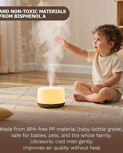 Essential Oil Diffuser 500ml,Aromatherapy Diffuser with 7 LED Lights,Quiet Air Humidifier 4-in-1 with Timer & Auto-Off,Compact Scent Diffuser for Bedroom,Yoga,SPA,Baby Room(Portable Model)