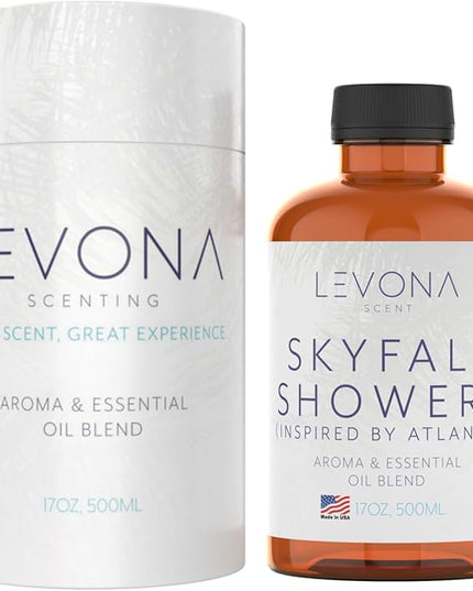 Levona Scent Essential Oil - Luxury Aroma for Home, Office, Hotel & Spa, Ideal for Humidifiers & Diffusers, Hotel Fragrance with Neroli, Orange & Melon - 500ml / 17 fl oz, Skyfall Showers