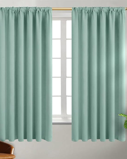 BGment Window Curtains for Bedroom - 63 Inch Rod Pocket and Back Tab Thermal Insulated Room Darkening Curtains for Living Room, 2 Curtain Panels (52 x 63 Inch, Frosty Green)