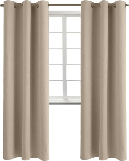 BGment Blackout Curtains - Grommet Thermal Insulated Room Darkening Bedroom and Living Room Curtains, Set of 2 Panels (42 x 84 Inch, Sand)