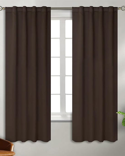 BGment Brown Curtains 63 inch Length for Bedroom - Rod Pocket and Back Tab Blackout Curtains Thermal Insulated Room Darkening Curtains for Living Room, 2 Window Curtain Panels (Each 38 x 63 Inch)