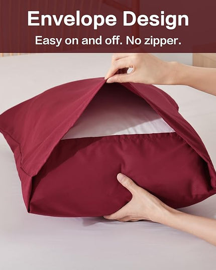 ROSGONIA Twin Comforter & Pillowcase for College Girls & Boys - Dark Red, Lightweight Dorm Bedding