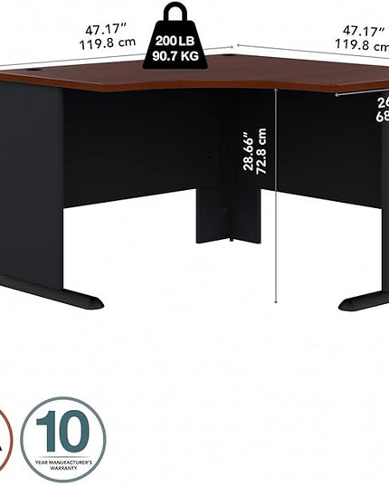 Bush Business Furniture Series A 48W Corner Desk in Hansen Cherry and Galaxy, Small Computer Table for Home or Professional Office