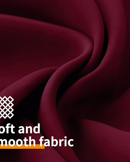 YoungsTex Burgundy Blackout Curtains 48 Inches Length for Bedroom - Thermal Insulated Window Drapes with Grommet Room Darkening Christmas Decor for Living Room, 2 Panels, 42 x 48 Inch