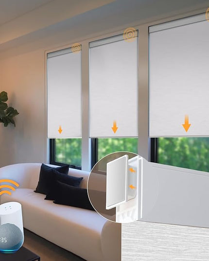 Motorized Blinds No Drill Automatic Blinds for Windows Cordless Roller Shades Electric Blinds with Remote Control Smart Blinds (White, 44.5 x 72)