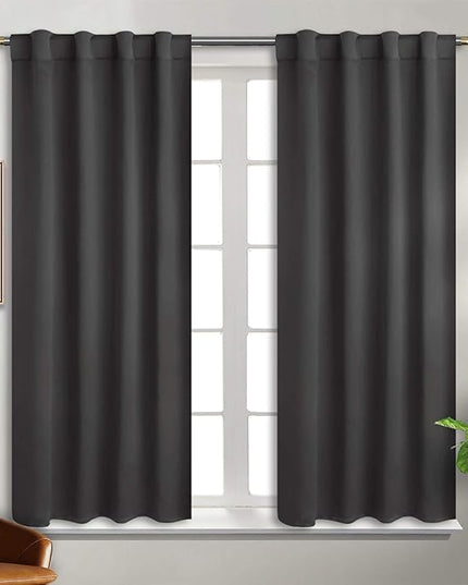 BGment Dark Grey Window Curtains for Bedroom - 38 x 45 Inch Thermal Rod Pocket and Back Tab Blackout Curtains for Kitchen/Window/Living Room, 2 Panels