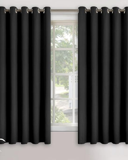 YoungsTex EXtre Wide Blackout Curtains for Bedroom 2 Panels - Thermal Insulated Drapes with Grommet Room Darkening Privacy for Living Room, 70 x 63 Inch, Black