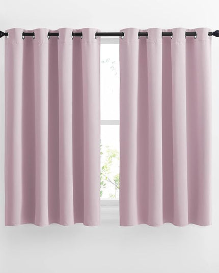 NICETOWN Blackout Curtains for Girls Room - Thermal Insulated Solid Grommet Room Darkening Curtains/Panels/Drapes for Bedroom (Lavender Pink=Baby Pink, 1 Pair, 52 by 45-Inch)