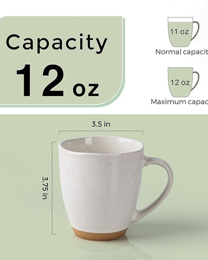 AmorArc 12oz Coffee Mugs, Ceramic Coffee Mugs set of 4 for Man, Woman, Dad, Mom, Modern Coffee Cups with handle for Latte/Cappuccino/Milk/Cocoa. Dishwasher&Microwave Safe, Light Beige