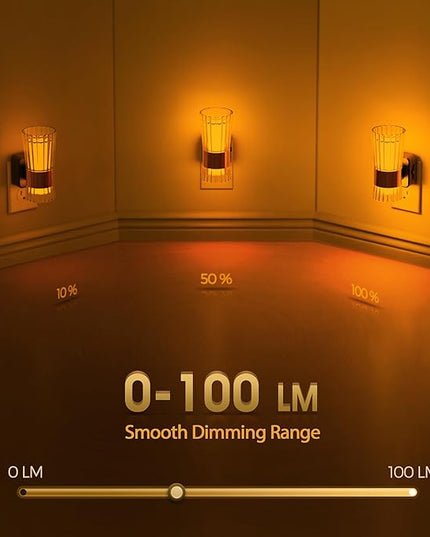 Night Light, Night Lights Plug into Wall, LED Amber NightLight with Dusk to Dawn Auto Light Sensor, Amber Light 0-100LM Adjustable Brightness, Wall Sconce Style Design for Bedroom Hallway, 2 Pack