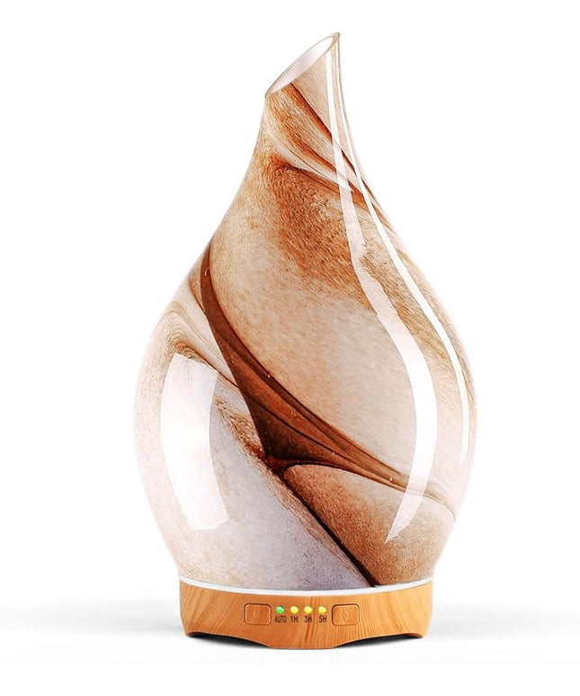 Porseme 280ml Essential Oil Diffuser Glass Color Changing Aroma Air Diffusers Aromatherapy Ultrasonic Cool Mist Humidifier 7 Running Hours Waterless Auto-Off for Sleeping, Yoga, Office, Spa (Desert)