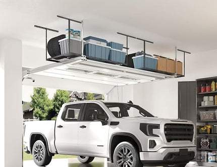 FLEXIMOUNTS 3x6 Overhead Garage Storage Adjustable Ceiling Rack 72" Length x 36" Width x 40" Height, 450lbs Weight Capacity, Black, Classic Series