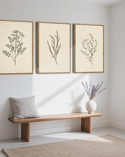 ANHUIB Vintage Floral Wall Art Large Cream Botanical Wall Decor Modern Paintings 16x24 Inch Set of 3 for Living Room Dining Room Bedroom