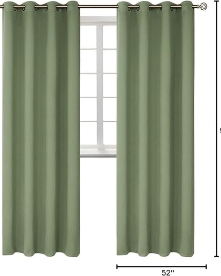 BGment Room Darkening Curtains 95 Inches Long - Grommet Thermal Insulated Drapes Window Treatment Curtains for Bedroom, 2 Panels, 52 x 95 Inch, Grass Green