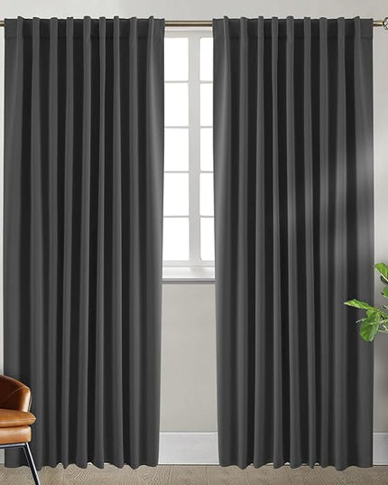 BGment Rod Pocket and Back Tab Blackout Curtains for Bedroom - Thermal Insulated Room Darkening Curtains for Living Room, 2 Window Curtain Panels (70 x 84 Inch, Dark Grey)