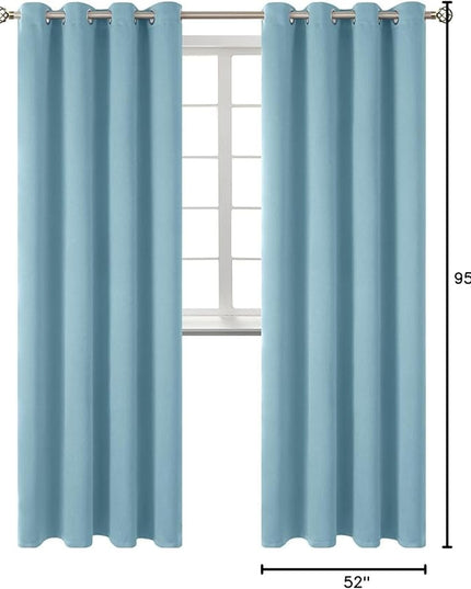 BGment Room Darkening Curtains 95 Inches Long - Grommet Thermal Insulated Drapes Window Treatment Curtains for Bedroom, 2 Panels, 52 x 95 Inch, Greyish Blue