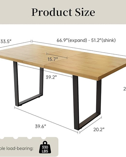 ZckyCine Dining Table Set for 6-8 People Kitchen Dining Room Table Set Extendable Wood Dining Table and 6 Upholstered Chairs, Home Kitchen Furniture