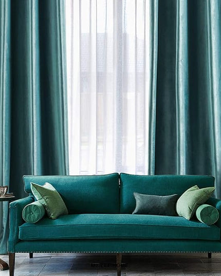 MIULEE 2 Panels Blackout Velvet Curtains Solid Soft Grommet Teal Curtains Thermal Insulated Soundproof Room Darkening Curtains/Drapes/Panels for Living Room Bedroom 52 x 63 Inch