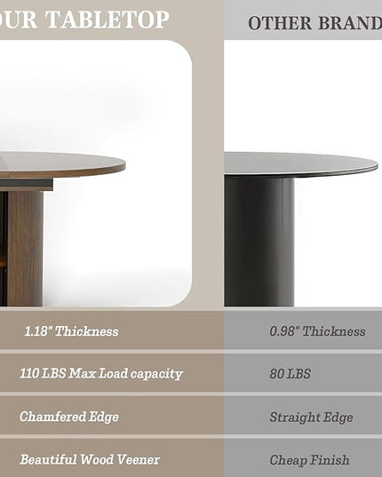 Oval Extendable Dining Table with Storage,59" Storage Kitchen Table for 4-8 People with Curved Sliding Door Fluted Wood Coffee Table Thickened Tabletop for Dining Room/Kitchen,Brown