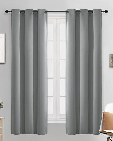 Yakamok Dove Grey Room Darking 63 Inch Length 2 Panel Sets for Livingroom Dining Room Darkening Thermal Insulated Bay Window Hotel Modern Elegant Black Out Sunblock Curtins/Bedroom,38 x 63 Inches