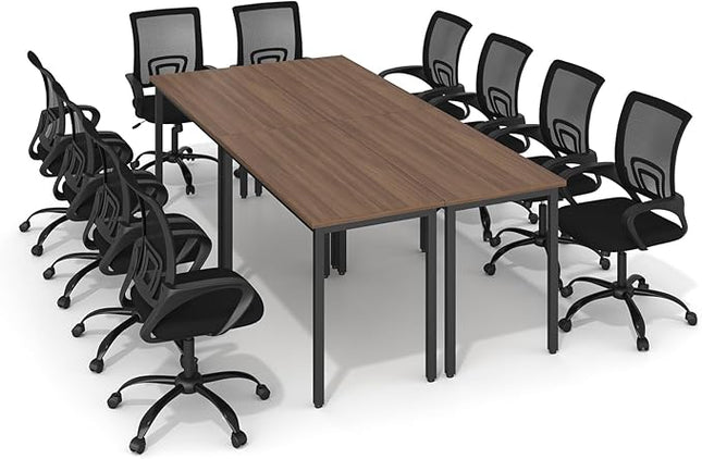 Bonzy Home 8ft Conference Tables Chair Set, 94.4"x47.2"x29.5" Table & 10pcs Chairs, Office Computer Desk and Chair Set for Meeting Room Office Furniture Set for 10 People