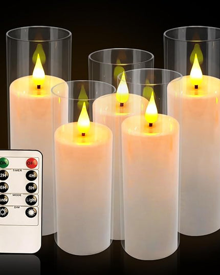 Flameless Candles,Battery Operated LED Candles Ideal for Halloween, Christmas,Home Decor,Home Party Wedding Indoor Outdoor,White 2.2X5“6”6“7”7“H