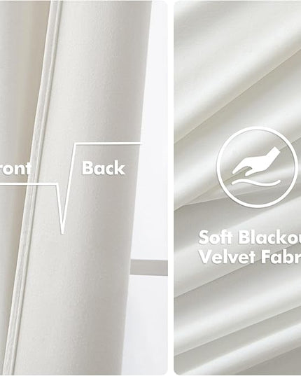 MIULEE Velvet Curtains Pure White Elegant Grommet Curtains Thermal Insulated Soundproof Room Darkening Black Out Curtains/Drapes for Classical Living Room Bedroom Decor 52 x 108 Inch Set of 2