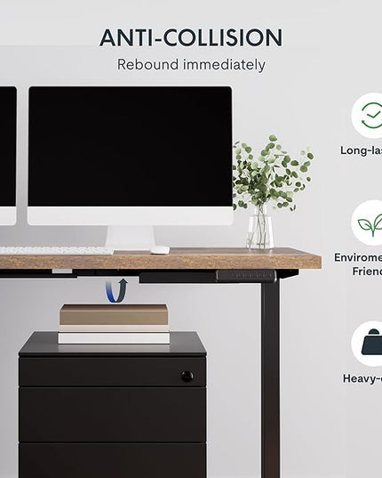 SANODESK L Shaped Electric Standing Desk with Drawer, 71 Inch Ergonomic Adjustable Height Desk with Storage, Corner Desk Sit Stand up Computer Table for Work Office Home, Rustic Brown
