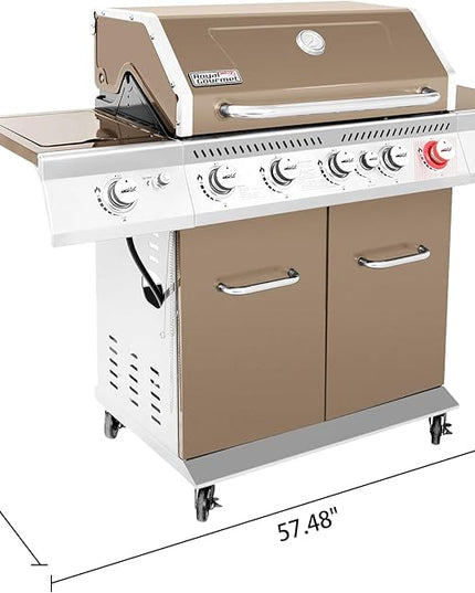 Royal Gourmet GA5403C 5-Burner Propane Gas Grill with Side Burner & Warming Rack, Outdoor BBQ Grill with 74,000 BTUs Output & 738 Sq. in. Cooking Area for Outdoor Barbecue, Coffee