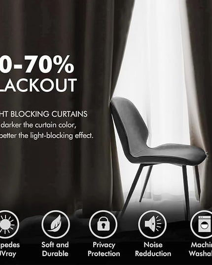 MIULEE Elegant Velvet Curtains Beige Grommet Curtains Thermal Insulated Soundproof Room Darkening Blackout Curtains/Drapes for Girls & Ladys Living Room/Bedroom Decor 52 x 96 Inch 2 Panels