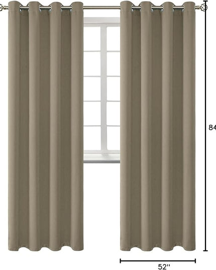 BGment Room Darkening Curtains 84 Inches Long - Grommet Thermal Insulated Drapes Window Treatment Curtains for Bedroom, 2 Panels, 52 x 84 Inch, Cocoa