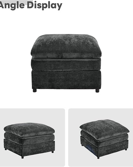 Tbfit Single Sofa Ottoman, Modern Comfy Cloud Sofa, Spring Seat Cushions, Chenille, Dark Gray