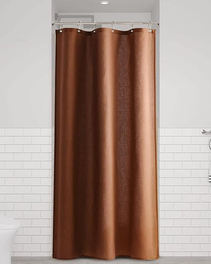 Naturoom Rustic Brown 36 Inch Shower Curtain - Stall Narrow Half Linen Ultra Thick Fabric Shower Curtain Set with Hooks, Boho Farmhouse Rustic RV Camper Bath Curtains for Bathroom, 36x72