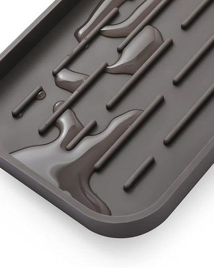 Silicone Kitchen Sink Organizer Tray for Multiple Usage,Eco-Friendly Sponges Holder for Kitchen Bathroom Counter or Sink,Dish Soap Dispenser,Scrubber,Bottle,Cup (Coffee, 10"×5.3")