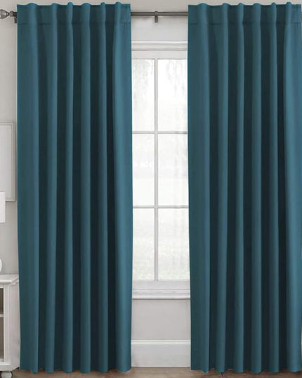 H.VERSAILTEX Blackout Curtains Thermal Insulated Window Treatment Panels Room Darkening Blackout Drapes for Living Room Back Tab/Rod Pocket Bedroom Draperies, 52 x 84 Inch, Dark Teal, 2 Panels