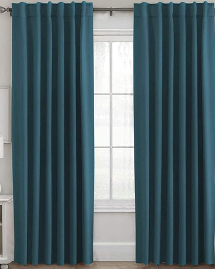 H.VERSAILTEX Blackout Curtains Thermal Insulated Window Treatment Panels Room Darkening Blackout Drapes for Living Room Back Tab/Rod Pocket Bedroom Draperies, 52 x 96 Inch, Dark Teal, 2 Panels