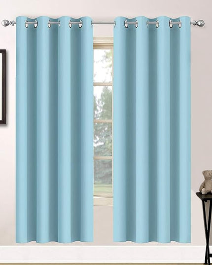 Yakamok Blackout Curtains for Bedroom,Grommet Thermal Insulated Room Darkening Curtains for Living Room, Set of 2 Panels (52 x 63Inch, Sky Blue)