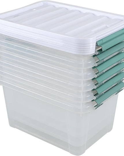 20 Quart Clear Stackable Storage Box, 6-Pack Plastic Storage Container with Latching Lid