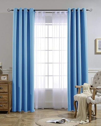 NICETOWN Sky Blue Blackout Curtains - Home Decor Window Treatment Ring Top Blackout Draperies Curtains for Living Room (2 Panels, 52 by 84, Blue)