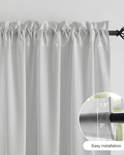 Anmao Non-See-Through Privacy Semi Sheer Curtains for Living Room 54 Inch Length 2 Panels Set, Light Filtering That Let Light in Rod Pocket Window Drapes for Bedroom, 52W x 54L, Light Grey