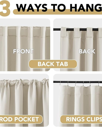 H.VERSAILTEX Light Reducing Curtains Thermal Insulated Window Treatment Panels Room Darkening Privacy Assured Drapes for Living Room Back Tab/Rod Pocket Bedroom Drapes 2 Panels, Ivory - 52 x 96 Inch